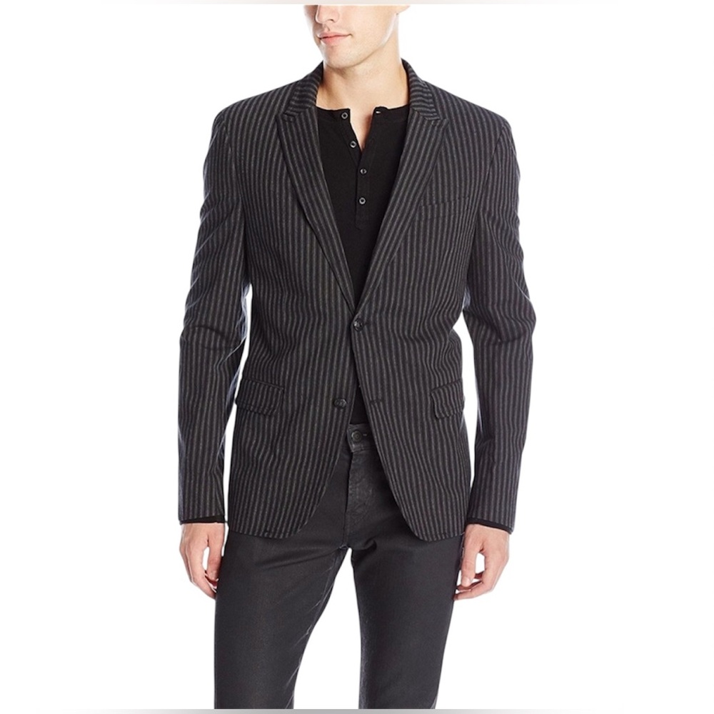 John Varvatos USA Luxe Black and Grey Pinstripe Sport Coat ~ 40R